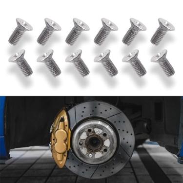 Imagem de Kutyun 12 peças de parafusos de rotor para discos de freio, conjuntos de parafusos de ajuste de freio de substituição automotiva, parafusos de rotor de disco de freio de aço inoxidável 93600-06014-0H