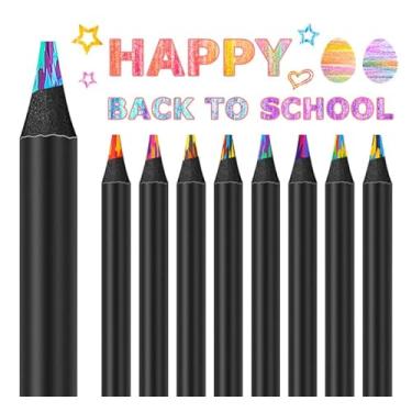 Imagem de Hapikalor Lápis arco-íris de 8 cores para livros de colorir adultos, lápis de cor jumbo estéticos, materiais de arte para desenhar, colorir, kit de desenho fofo, lápis divertidos, itens legais,