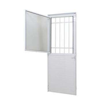 Imagem de Porta de Giro em Alumínio Branco Caribe Max 215x90x6cm Direita c/ Post