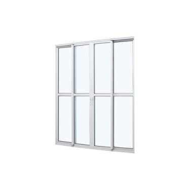 Imagem de Porta de Correr em Alumínio Branco Caribe Max 215x200x8cm 4 Folhas Jap