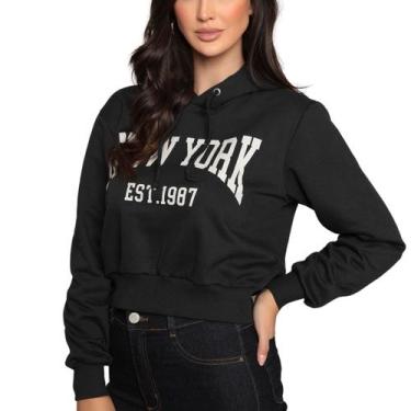 Imagem de Casaco Feminina Cropped Moletom com Estampa e Capuz - DOCCE MULHER, Pr