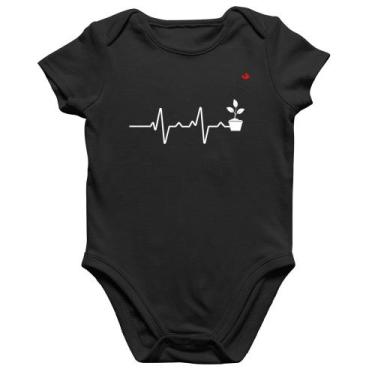 Imagem de Body Bebê Algodão Batimentos Cardíacos Plantinhas - Foca na Moda, Pret