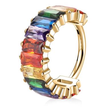 Imagem de AROWRO Anel de argola articulada CZ 20G 18G 16G 5/6/7/8/9/10/12mm opala aço cirúrgico concha Daith Rook cartilagem tragus hélice brincos septo clicker piercing nariz joias, Metal, Zircônia