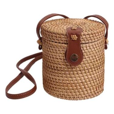 Imagem de Bolsa Pequena De Praia Palha Sofisticada Atemporal Passeio - Alwy