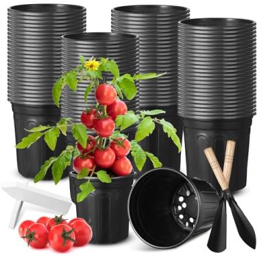 Imagem de RimCereal Pacote com 600 vasos flexíveis de 1 galão para berçário de plantas a granel com 600 etiquetas de plantas e 2 pás, vasos de mudas de plástico macio engrossado com orifícios de drenagem,