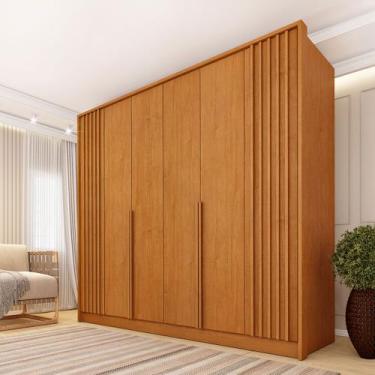 Imagem de Guarda-Roupa Casal Guarani 6 Portas 4 Gavetas Ripado Cinamomo - Tcil M