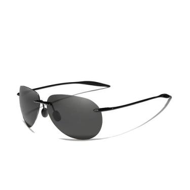 Imagem de Óculos de sol unissex  polarizados Design oval uv 400 kingseven, Preto