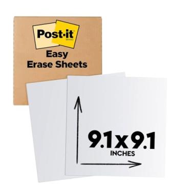 Imagem de Post-it Folhas de quadro branco fáceis de apagar, pacote com 2, 23 x 23 cm, quadro branco instantâneo, use apagamento a seco e marcadores permanentes (EE-SH-2PK-SIOC)