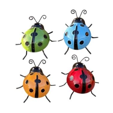 Imagem de Ｂｅｓｇａ 4 peças Garden Ladybug Wall Ornaments pendurando artesanato de metal coleção de obras de arte, esculturas de parede decoração de parede Arte para a