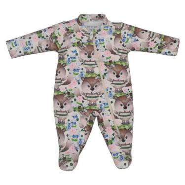 Imagem de Macacão Bebê Menina Molecotton Estampa Esquilo Marrom Upi Uli, P