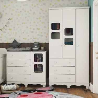 Imagem de Quarto de Bebê com Guarda Roupa e Cômoda 4 Gavetas com Janela Uli