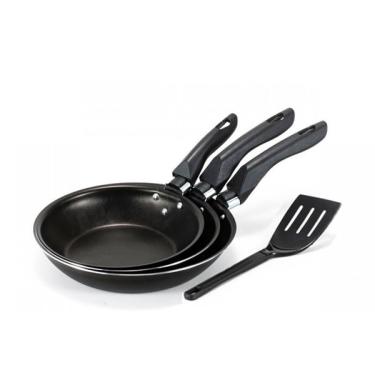 Imagem de Kit 3 Frigideiras Francesas + Espátula Prestige Preto Marcolar