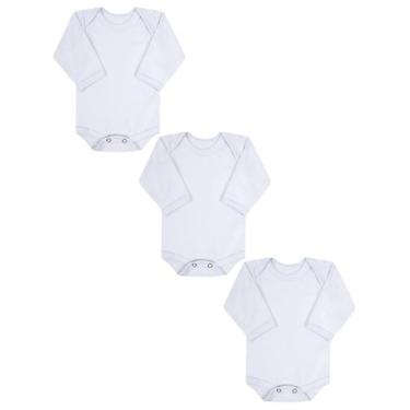 Imagem de Kit 3 Body Manga Longa Branco Algodão - Bykyko, 1