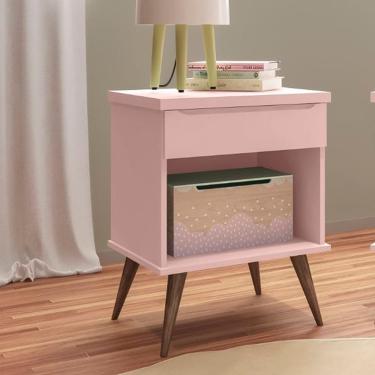 Imagem de Mesa de Apoio Infantil Retrô Alice com 1 Gaveta Rosê