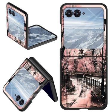 Imagem de DHYYDSQZ Capa para celular Motorola Moto Razr 2024 para Moto Razr 50 arte design de flores de cerejeira fina rígida PC antiarranhões à prova de choque capa protetora para Moto Razr 2024/Moto Razr 50