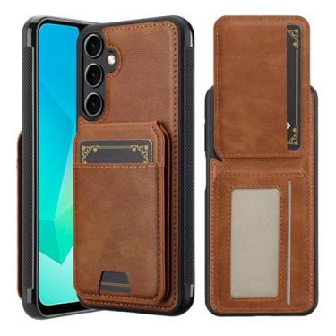 Imagem de HJZSZX Para Samsung A55 (5G) Capa de couro magnética de luxo com suporte para cartão (para Samsung A55 (5G)/marrom)