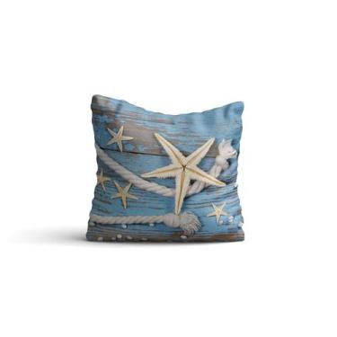 Imagem de Almofada nautica Estrelas Corda Azul 42x42 com enchimento   Atelier Va
