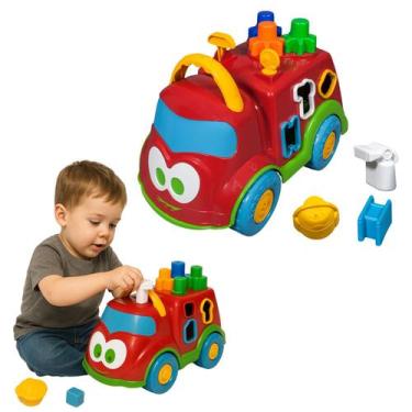 Imagem de Caminhão Brinquedo Infantil Educativo Bombeirinho Encaixe - Cardoso To