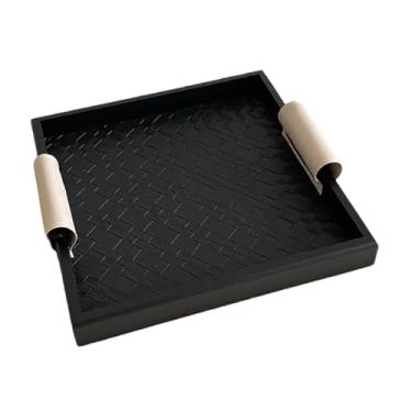 Imagem de APLVFFZH Jóias Brincos Brincos Colares de Pulseira Relógio de Jóias Servando Bandeja de Servir, Quadrado Preto