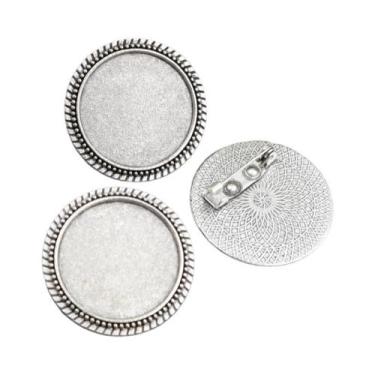 Imagem de Broche de Bronze Banhado a Prata - Estilo Folhas - 5 Peças com Base pa