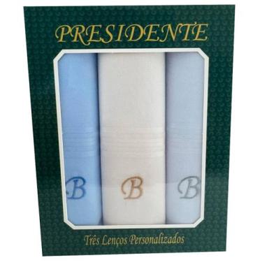 Imagem de Lenços Com Letras Presidente De Bolso 41cm 100 Algodão 3 Unidades, B