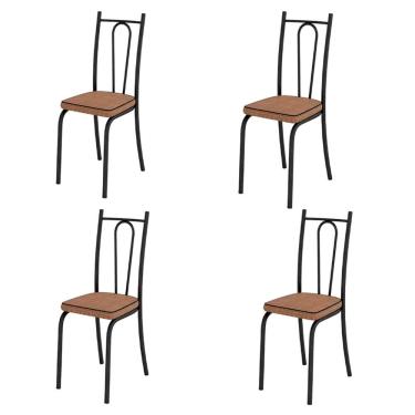 Imagem de Conjunto Com 4 Cadeiras Tubular Preto Fosco Assento Rattan