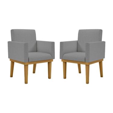 Imagem de Kit 02 Cadeiras Escritório Reforçadas Luxo Linho Grafite