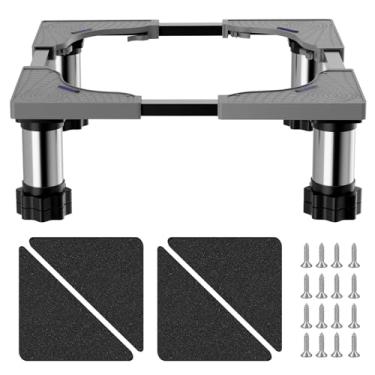 Imagem de Mini suporte de geladeira, 4 pés fortes, base de lavanderia, bandeja de base ajustável multifuncional antivibração para geladeira, máquina de lavar, secadora, lava-louças, CA, 12,9 a 15 cm, carga