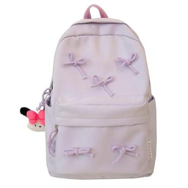 Imagem de KAOBIO Mochila feminina moderna com laço 2025 para laptop mochila estética y2k kawaii coquete, Roxa, Moderno
