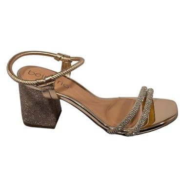Imagem de Beira Rio, Sandália Feminina Salto Bloco Strass Beira Rio 8436.213 Cor:Ouro Rosado/Silver Ouro Rosado;Tamanho:37