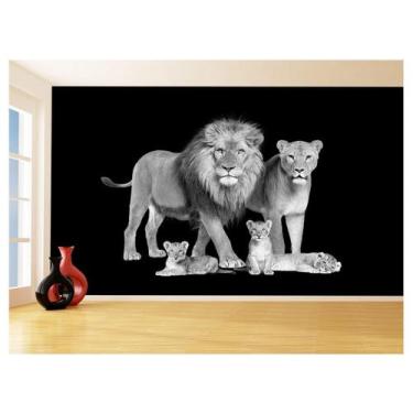 Imagem de Papel De Parede Animais Leão Família Filhotes 3,5M Anm515 - Você Decor