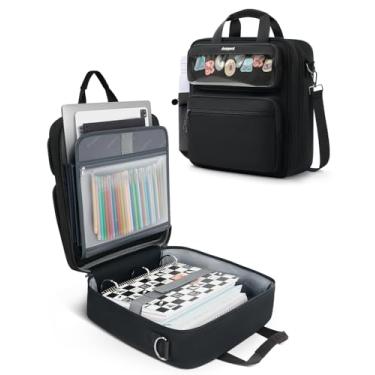 Imagem de Fichário de zíper com 3 anéis com janela ITA, fichário de 7 cm com zíper em D para laptop de 35,5 cm, ombro 3 em 1, mochila/alça com capacidade de 600 folhas para escola e escritório – preto