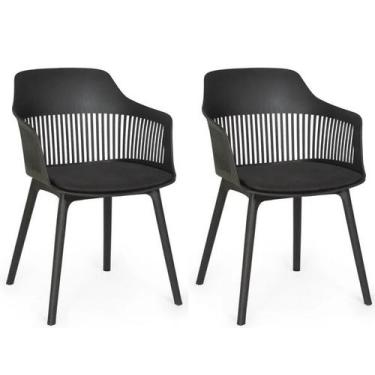 Imagem de Kit 2 Cadeiras Polipropileno Marcela Preta Cozinha Jantar - Universal 