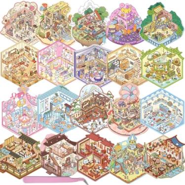 Imagem de 20 Sets 3D House Stickers DIY 3D Miniature Scene Stickers Therapy for Adult Make Your Own Mini Room Cartoon Sticker Scenes for Kids Relief Stress Pass The Time,Party Favors Birthday Gift