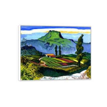Imagem de MUHJDYC Hermann Max Pechstein Pintura Famosa - Campo Francês - Imagem de Arte em Tela - Arte de Parede para Sala de Estar - Reprodução 60x80cm-23x31in Moldura Branca