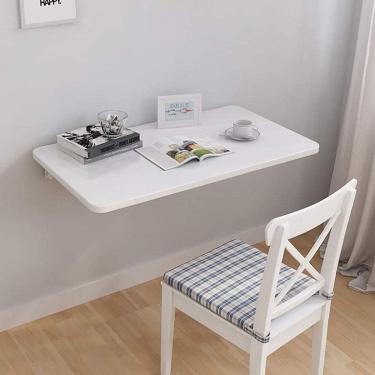 Imagem de Mesa Dobrável Pequena Branca Montada Na Parede Mesa De Folha Suspensa Para Pequenos Espaços Mesa Infantil De Madeira Mesa De Escritório Doméstico Estação De T, LxW 47x12inch/120x30cm