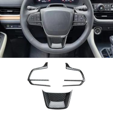 Imagem de INTGET Capa de painel de volante para Toyota Grand Highlander Accessories 2024 2025 ABS painel de caixa de armazenamento de console central de fibra de carbono