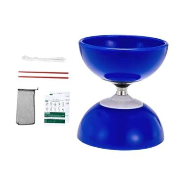 Imagem de YIJU Malabarismo chinês Diabolo flexível prático com duas cabeças 1 bolsa de rede brinquedo ioiô chinês brinquedo de habilidade Diabolo para crianças, Azul