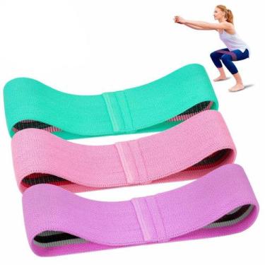 Imagem de Kit 3 Hip Mini Band Extra Forte Faixa Elástica Tecido Treino - Correia
