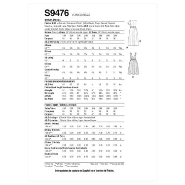 Imagem de Simplicity Kit de padrão de costura de vestido Misses, código S9476, tamanhos 18W-20W-22W-24W, multicolorido