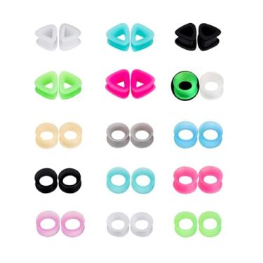 Imagem de Ear Gauges Brincos de silicone fino túnel alargador de orelha alargador piercing joias 15 pares, mixed, Silicone, Sem Pedra Preciosa