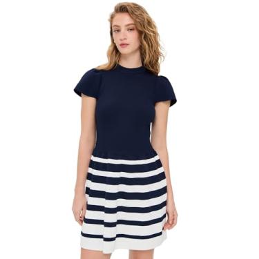 Imagem de Shoshanna Vestido feminino Colette, Azul-marinho/marfim, M