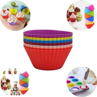 Imagem de Kit 12 Peças Forma de Silicone Cupcake Doces Docinhos Mini Muffin Form