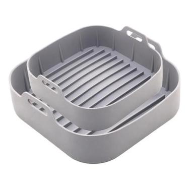 Imagem de Kit 2 Formas De Aifryer Quadrada Silicone Cinza 20 e 16cm Lyor