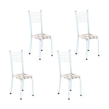Imagem de Kit 4 Cadeiras Tubular 95x37x40 Cm Dany Arabesco/ Branco