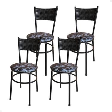 Imagem de Conjunto 4 Cadeiras Para Cozinha Viena Cor:floral Preto