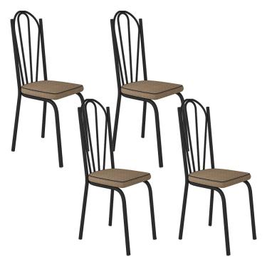 Imagem de Kit Com 04 Cadeiras 121 Preta Corino Rattan Artefamol