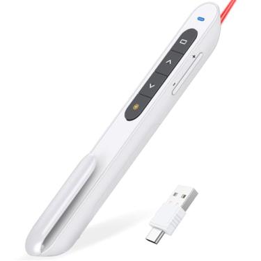 Imagem de Controle remoto de apresentação sem fio USB C branco para apresentações em PowerPoint