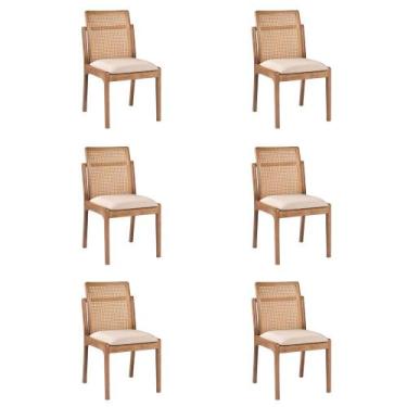 Imagem de Kit 6 Cadeiras Decorativa Sala de Jantar Luxo Livia Facto Fendi - Mozz