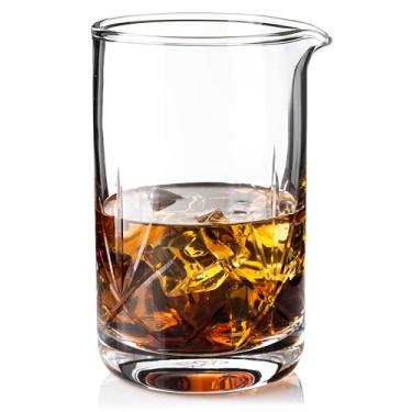 Imagem de Cork & Mill Copo de mistura de coquetel - Misturador grande de cristal de 680 g para coquetéis antiquados, Manhattans e outras bebidas mexidas de uísque - Acessórios essenciais de bar para bartenders